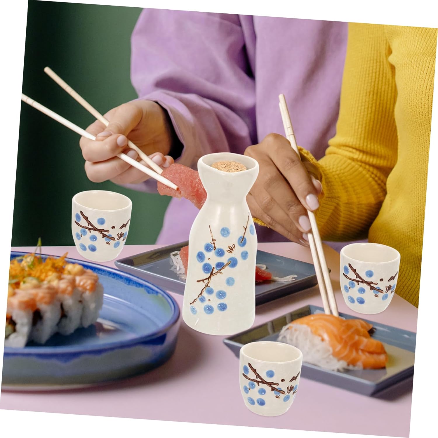 陶器製 酒器セット 徳利 お猪口 木箱付き 陶器製 酒器セット 徳利 お